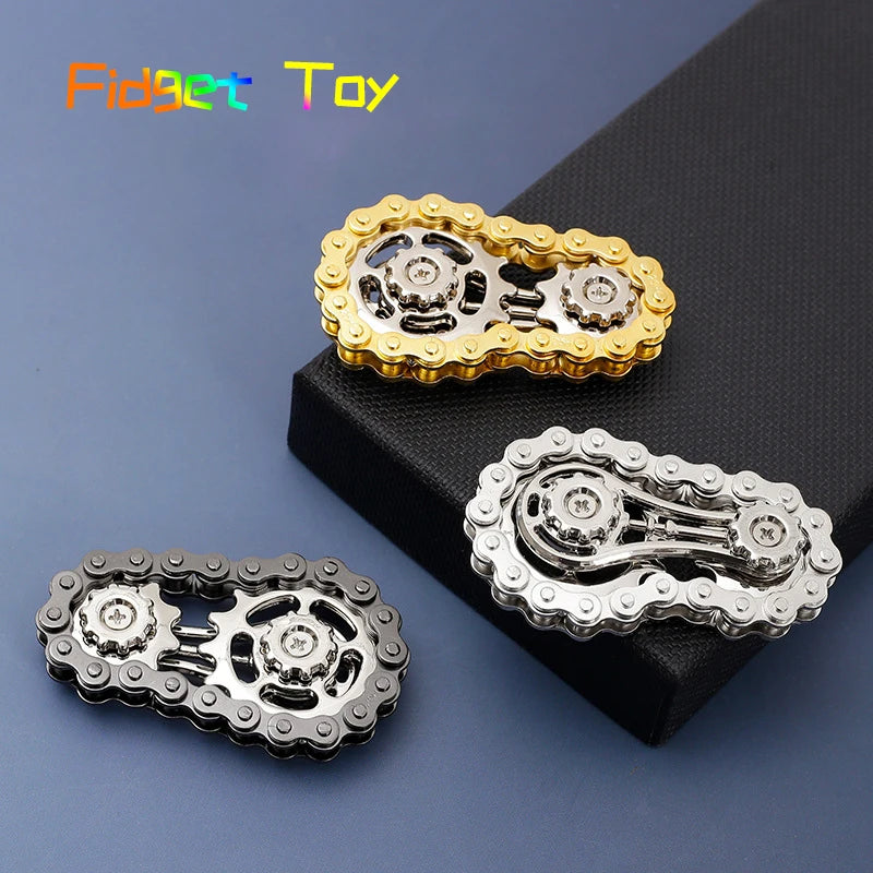 Sprockets Flywheel Fingertip Gyro Fidget Spinner Antistress Anxiety Metal Bike Chains EDC Spinner Fidget Toys for Adult Kids