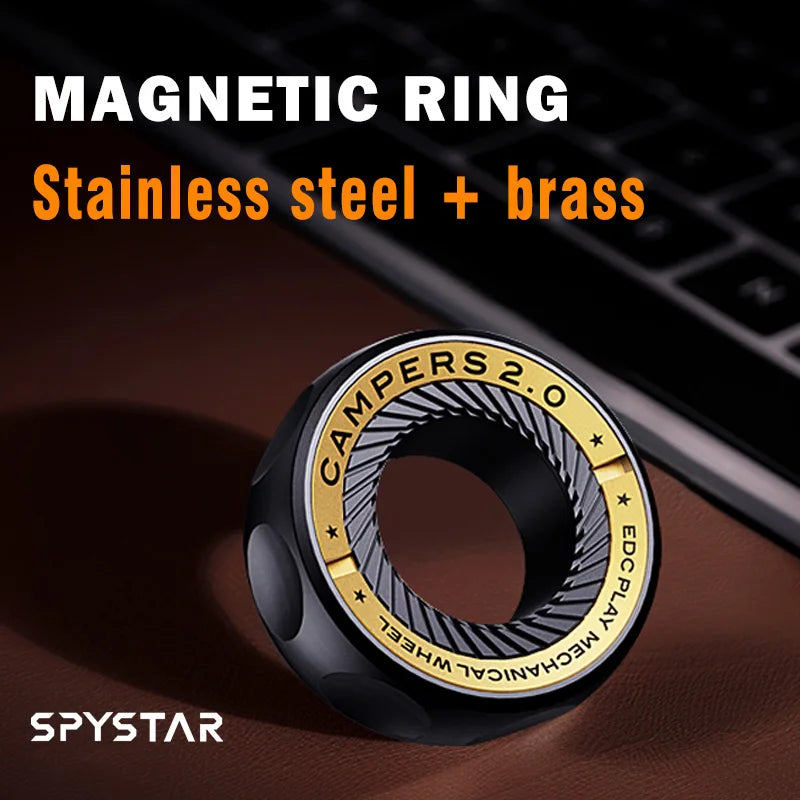 SPYSTAR Mechanic Ring Paragraph Fidget Spinner Fingertip Gyro Ratchet Magnetic Metal Adult anti Stress Toy Office Desk EDC