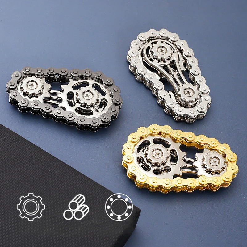 Sprockets Flywheel Fingertip Gyro Fidget Spinner Antistress Anxiety Metal Bike Chains EDC Spinner Fidget Toys for Adult Kids